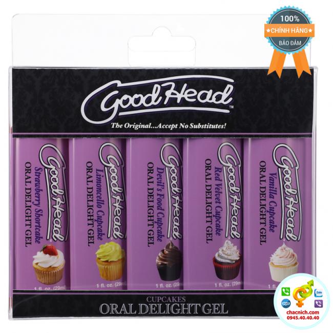 Bộ gel bôi trơn 5 vị kem GoodHead Oral Delight Gel Cupcakes